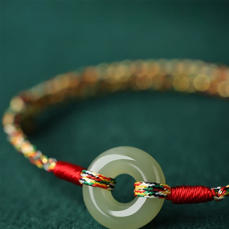 Nimara Ritual Handmade Peace Buckle Jade Prosperity Colorful Rope Bracelet