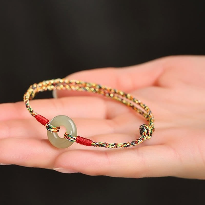 Nimara Ritual Handmade Peace Buckle Jade Prosperity Colorful Rope Bracelet