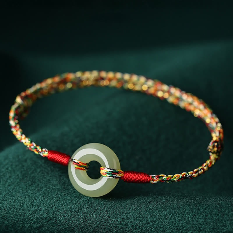 Nimara Ritual Handmade Peace Buckle Jade Prosperity Colorful Rope Bracelet