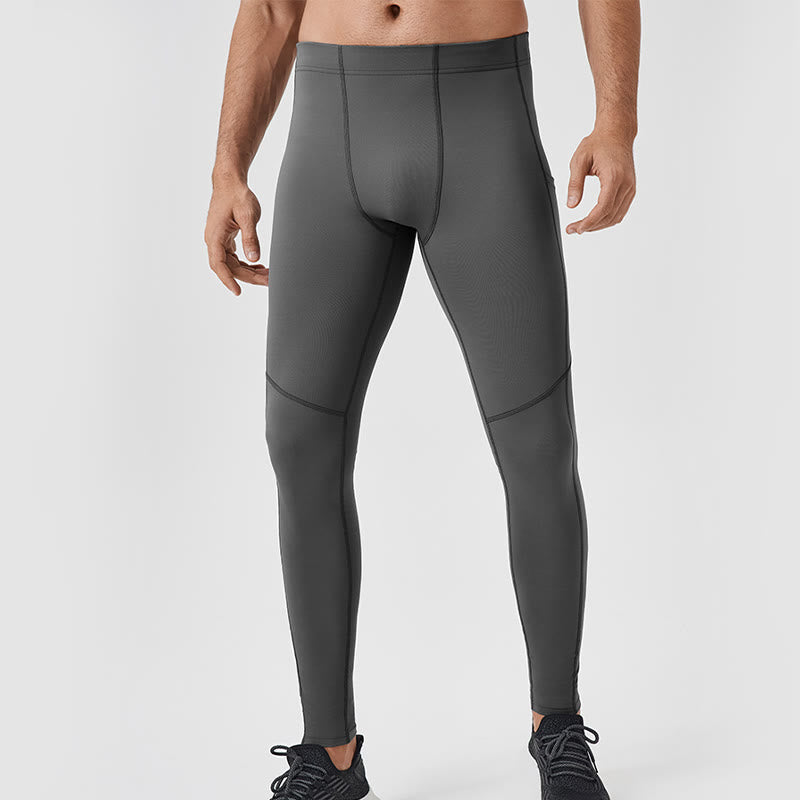 Nimara Ritual Solid Color High Waist Elastic Breathable Sports Men's Leggings Pants With Back Zipper Pocket