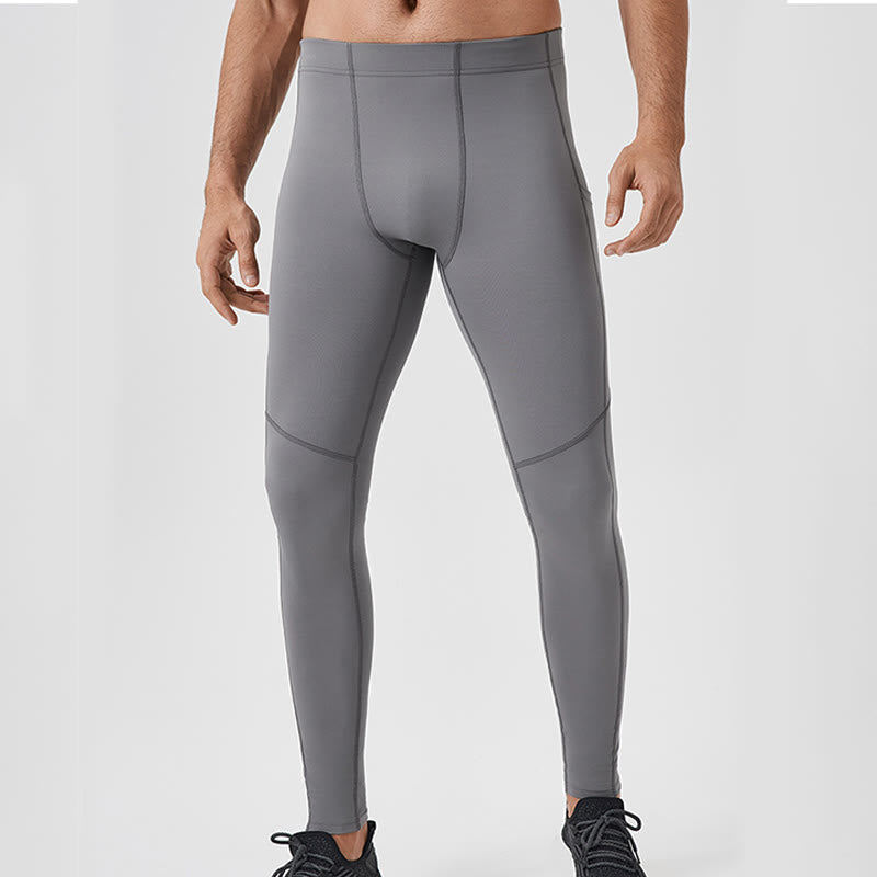 Nimara Ritual Solid Color High Waist Elastic Breathable Sports Men's Leggings Pants With Back Zipper Pocket