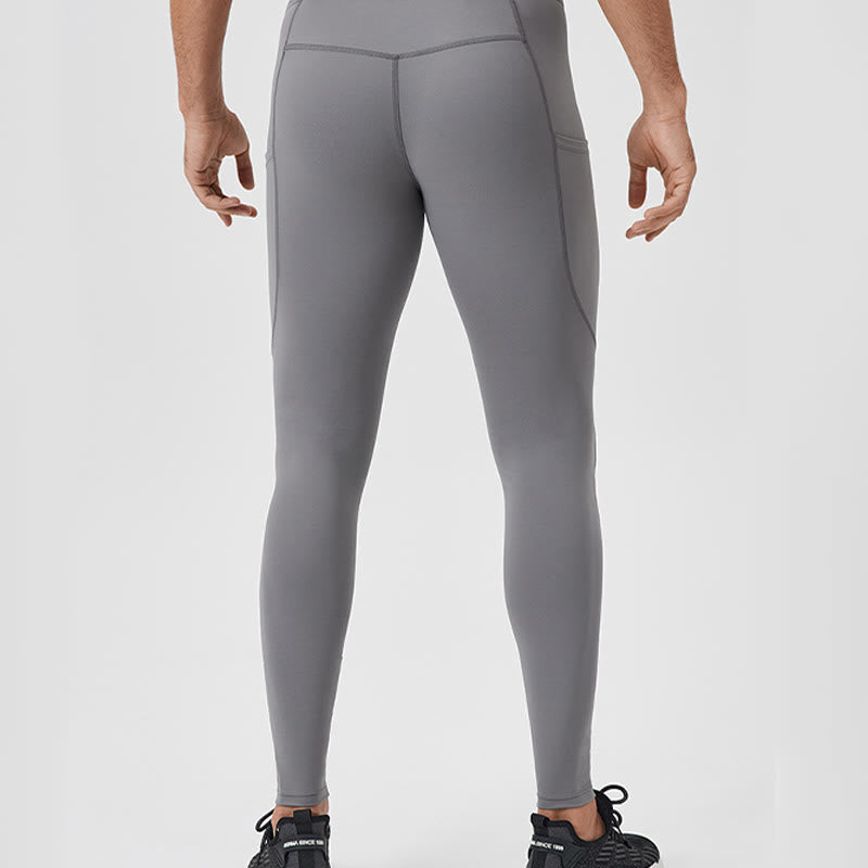Nimara Ritual Solid Color High Waist Elastic Breathable Sports Men's Leggings Pants With Back Zipper Pocket