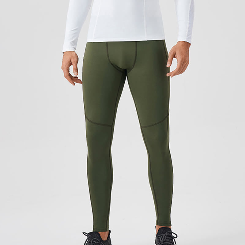 Nimara Ritual Solid Color High Waist Elastic Breathable Sports Men's Leggings Pants With Back Zipper Pocket