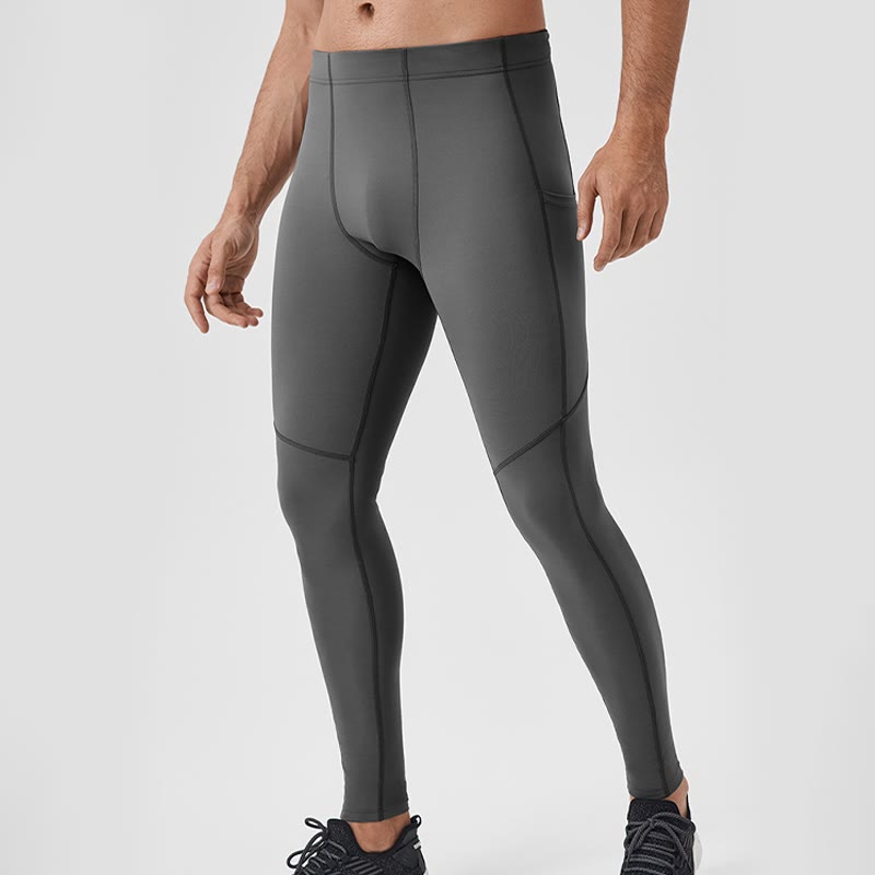 Nimara Ritual Solid Color High Waist Elastic Breathable Sports Men's Leggings Pants With Back Zipper Pocket