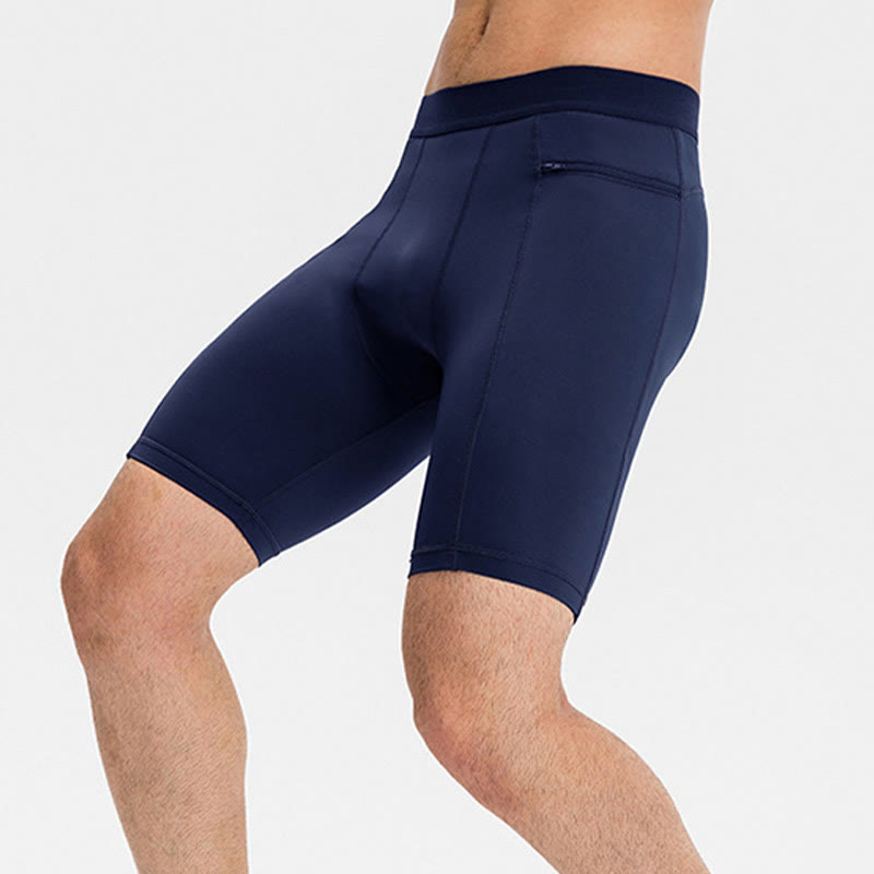 Nimara Ritual Men's Tight Stretch High Elasticity Quick Dry Sports Shorts With Zipper Pockets