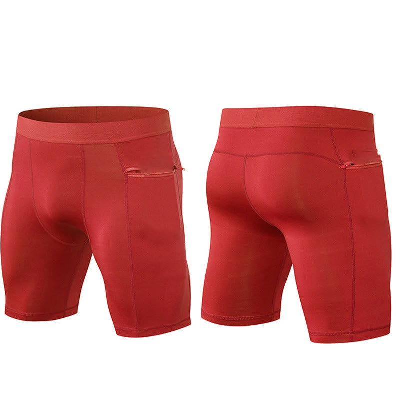 Nimara Ritual Men's Tight Stretch High Elasticity Quick Dry Sports Shorts With Zipper Pockets