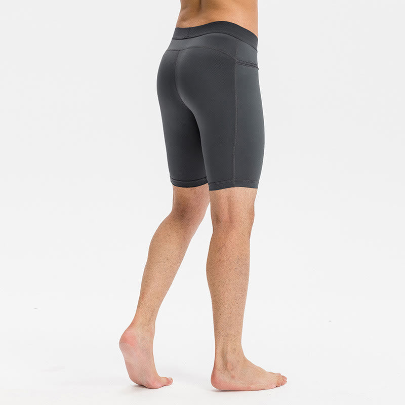 Nimara Ritual Men's Tight Stretch High Elasticity Quick Dry Sports Shorts With Zipper Pockets