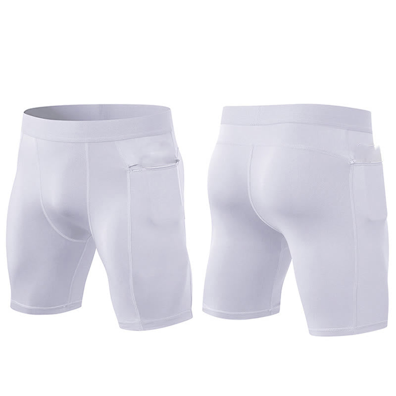 Nimara Ritual Men's Tight Stretch High Elasticity Quick Dry Sports Shorts With Zipper Pockets