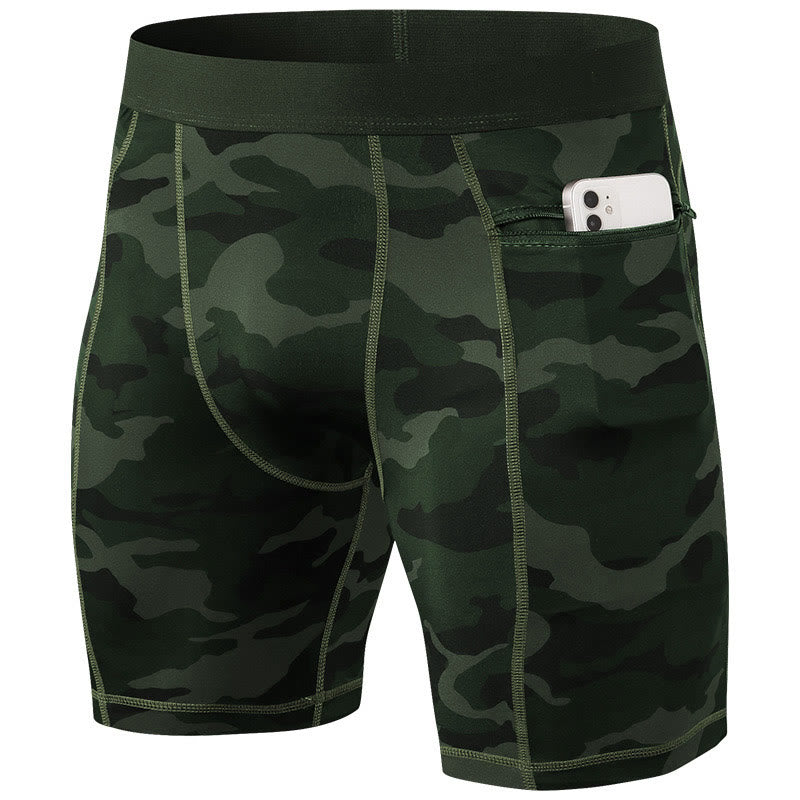Nimara Ritual Men's Tight Stretch High Elasticity Quick Dry Sports Shorts With Zipper Pockets