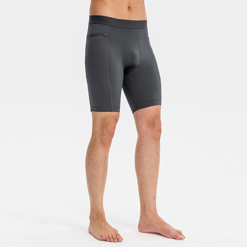 Nimara Ritual Men's Tight Stretch High Elasticity Quick Dry Sports Shorts With Zipper Pockets