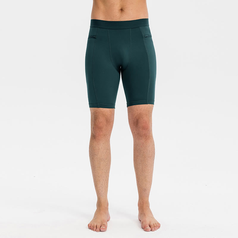 Nimara Ritual Men's Tight Stretch High Elasticity Quick Dry Sports Shorts With Zipper Pockets