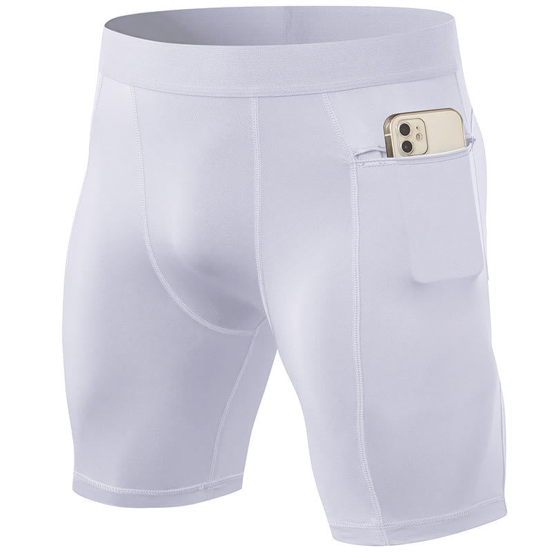 Nimara Ritual Men's Tight Stretch High Elasticity Quick Dry Sports Shorts With Zipper Pockets