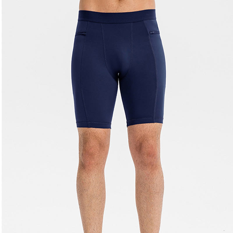 Nimara Ritual Men's Tight Stretch High Elasticity Quick Dry Sports Shorts With Zipper Pockets