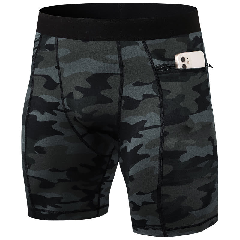 Nimara Ritual Men's Tight Stretch High Elasticity Quick Dry Sports Shorts With Zipper Pockets