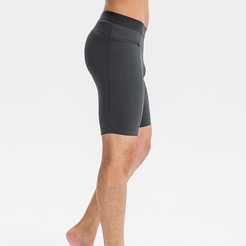 Nimara Ritual Men's Tight Stretch High Elasticity Quick Dry Sports Shorts With Zipper Pockets