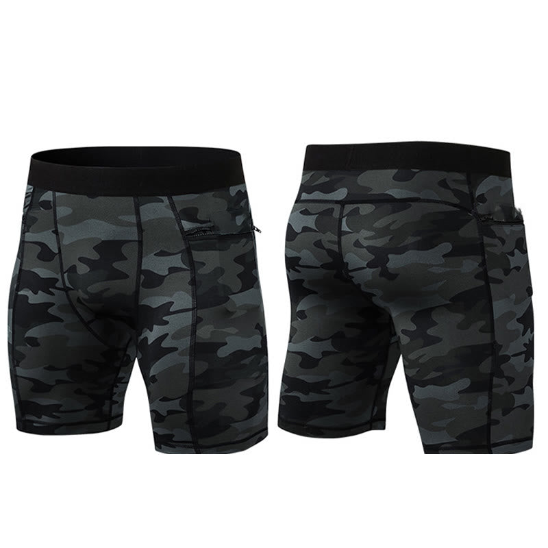 Nimara Ritual Men's Tight Stretch High Elasticity Quick Dry Sports Shorts With Zipper Pockets