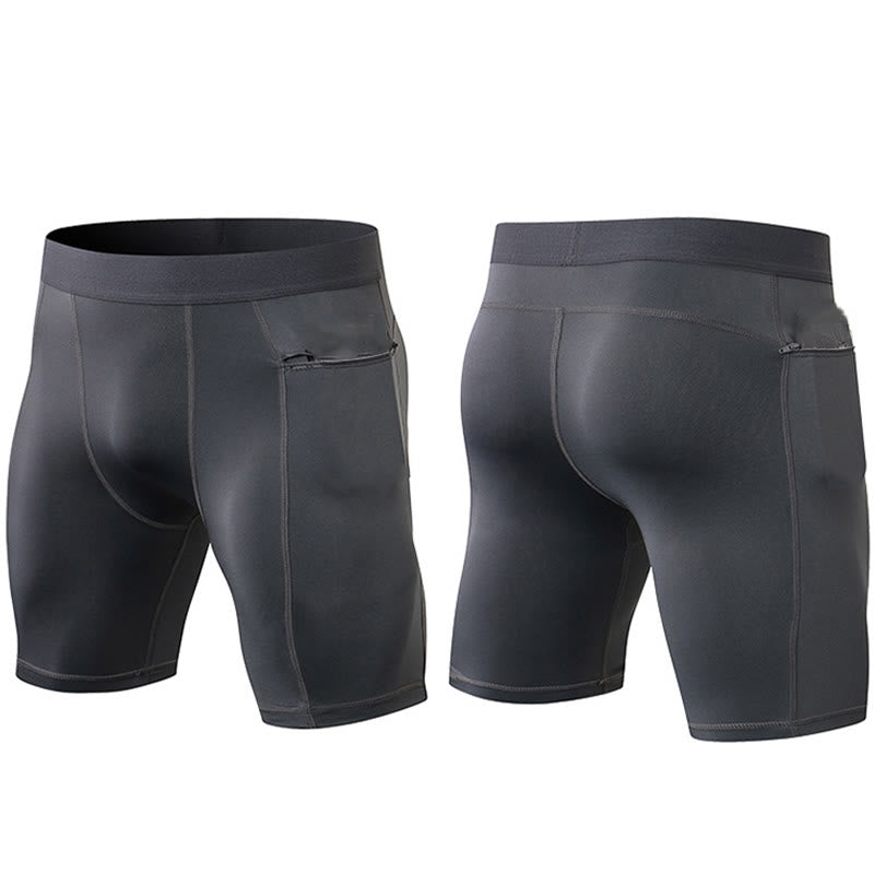 Nimara Ritual Men's Tight Stretch High Elasticity Quick Dry Sports Shorts With Zipper Pockets