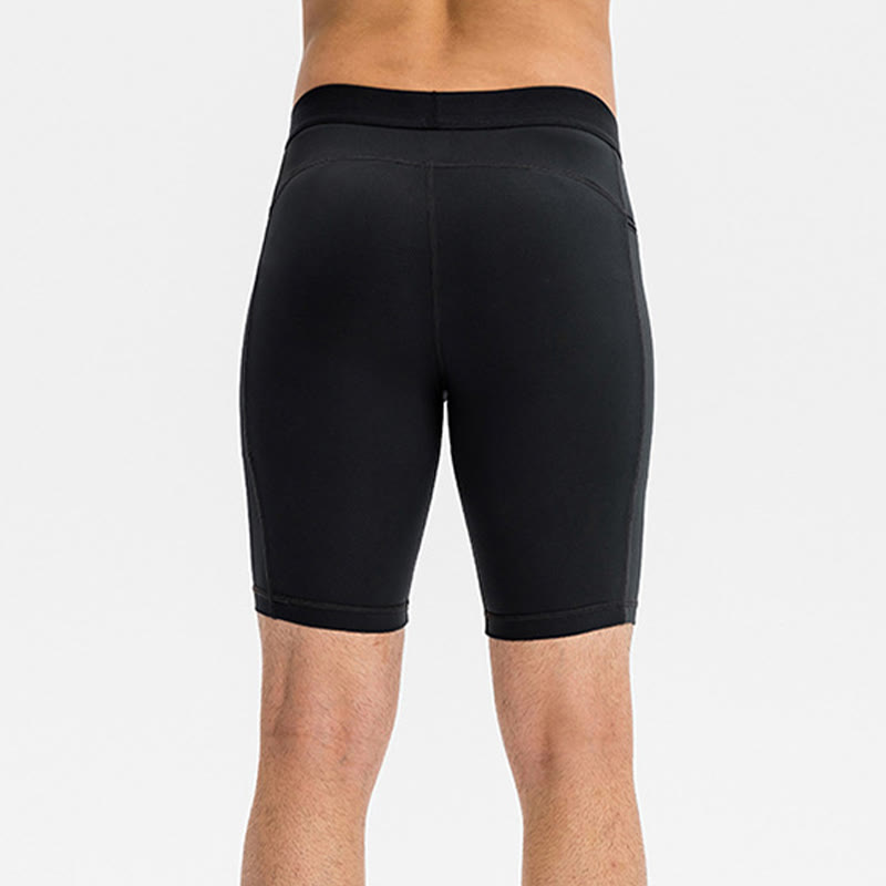 Nimara Ritual Men's Tight Stretch High Elasticity Quick Dry Sports Shorts With Zipper Pockets