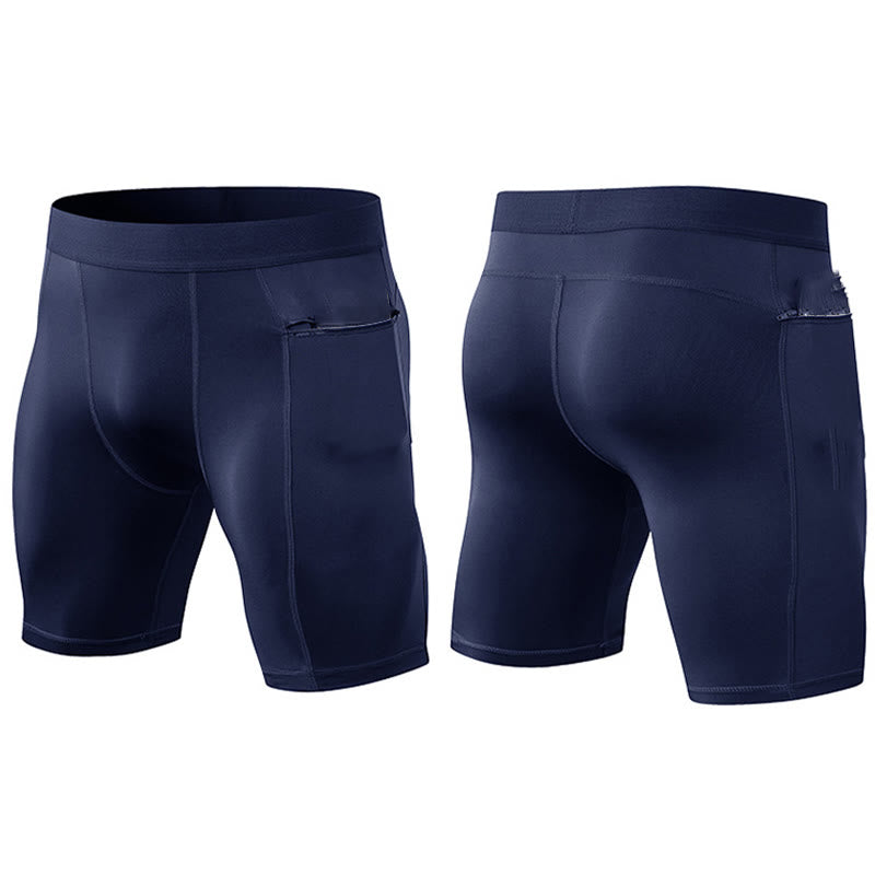 Nimara Ritual Men's Tight Stretch High Elasticity Quick Dry Sports Shorts With Zipper Pockets