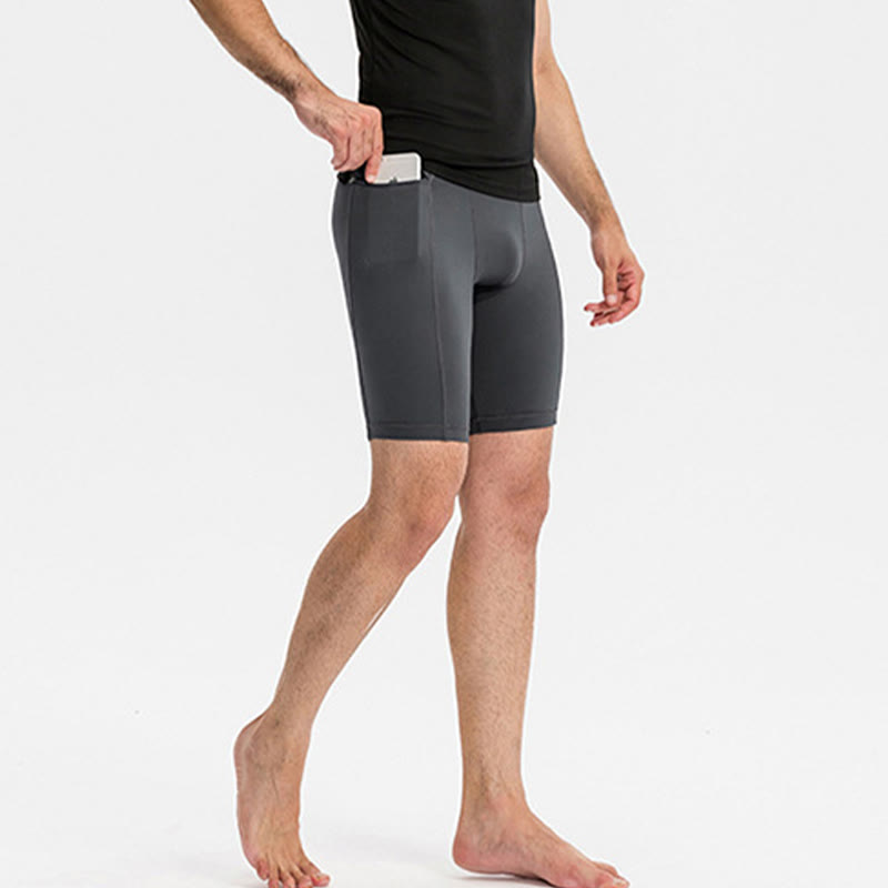 Nimara Ritual Men's Tight Stretch High Elasticity Quick Dry Sports Shorts With Zipper Pockets