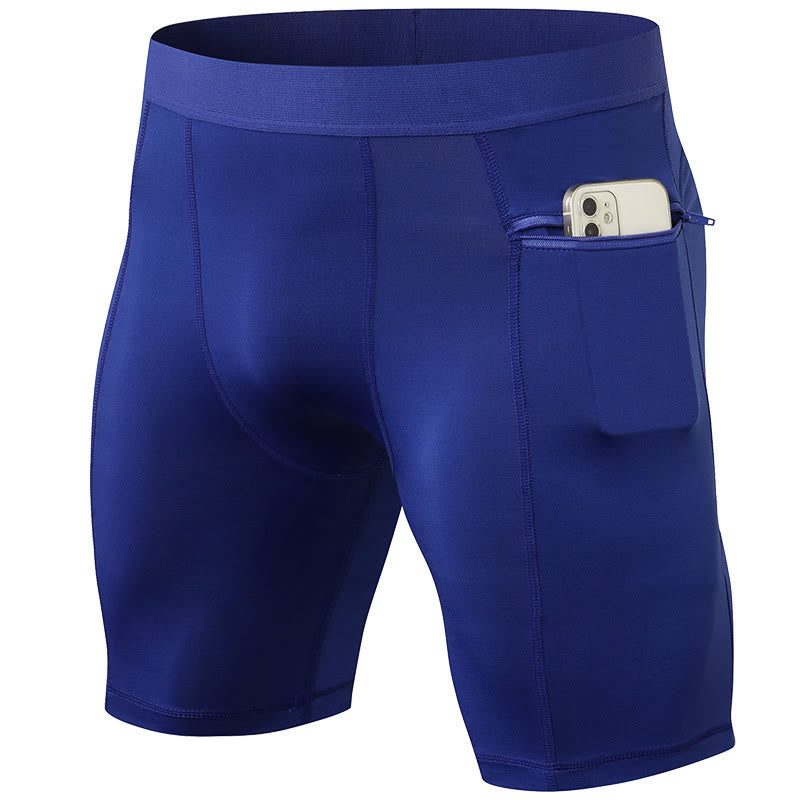 Nimara Ritual Men's Tight Stretch High Elasticity Quick Dry Sports Shorts With Zipper Pockets