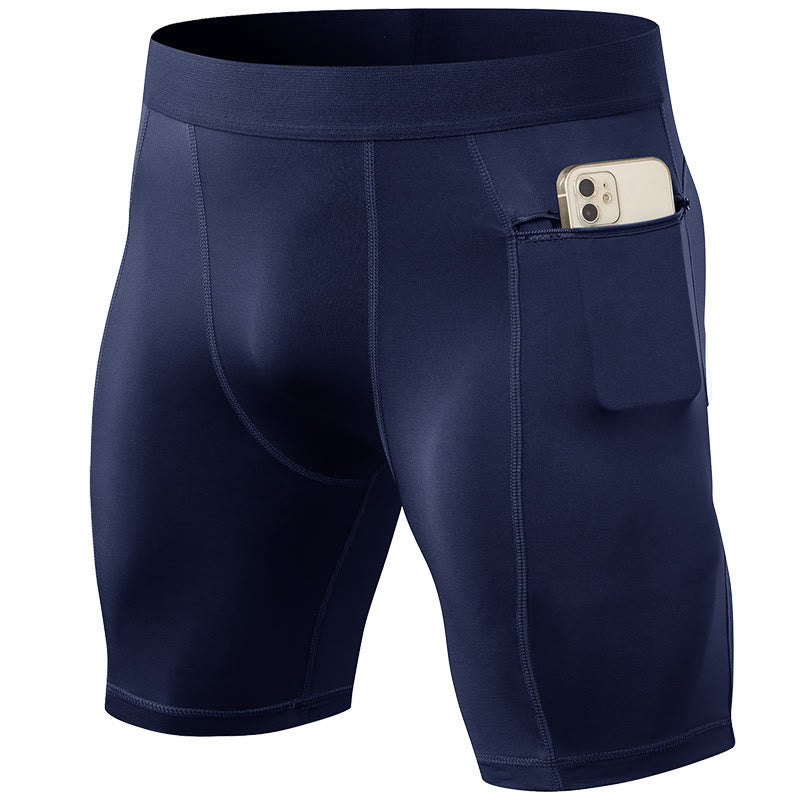 Nimara Ritual Men's Tight Stretch High Elasticity Quick Dry Sports Shorts With Zipper Pockets