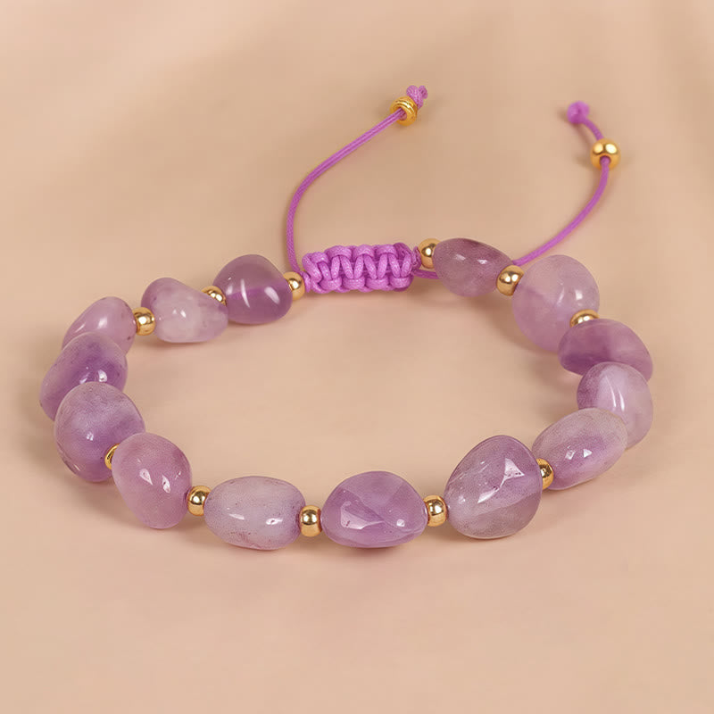 Nimara Ritual Irregular Shape Amethyst Braid String Balance Bracelet