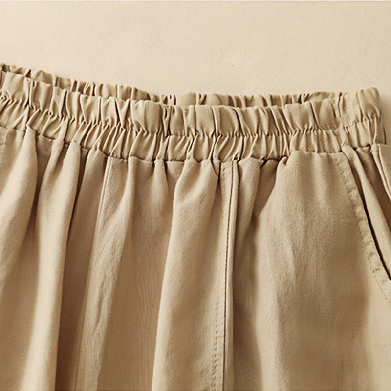 Nimara Ritual Casual Embroidery Patchwork Fabric 7-8 Length Cropped Pants Women's Cotton Harem Pants With Pockets