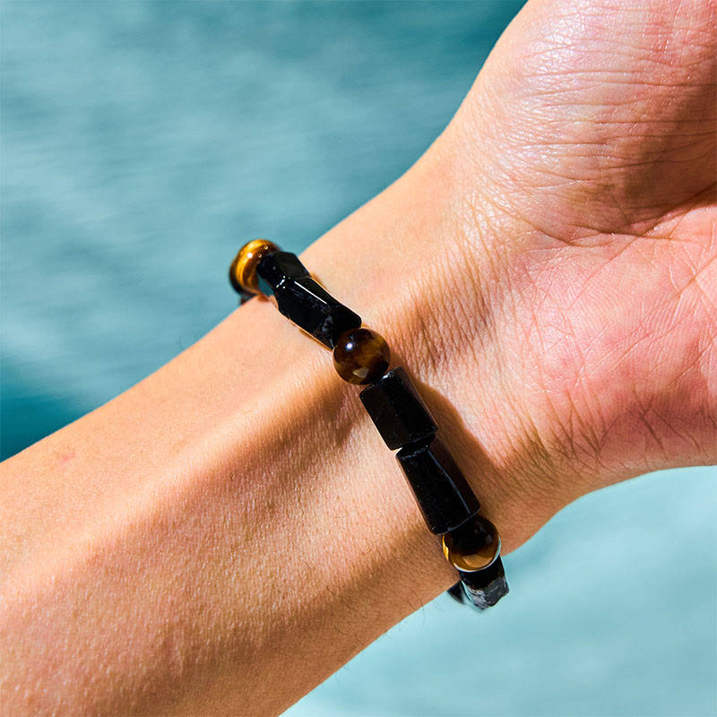 Nimara Ritual Natural Black Tourmaline Tiger Eye Positive Bracelet