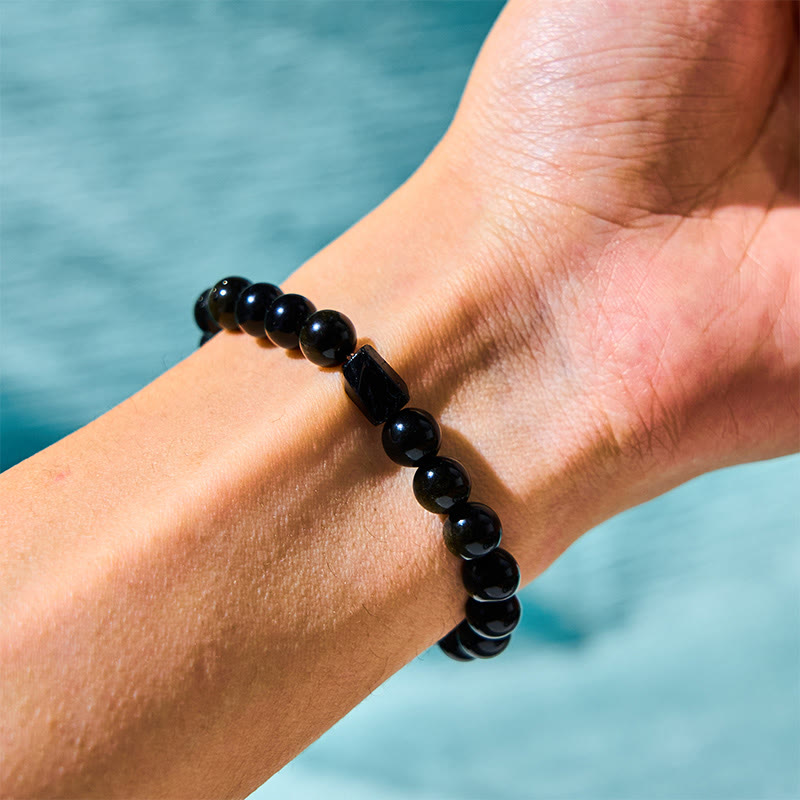 Nimara Ritual Gold Sheen Obsidian Black Tourmaline Wealth Bracelet
