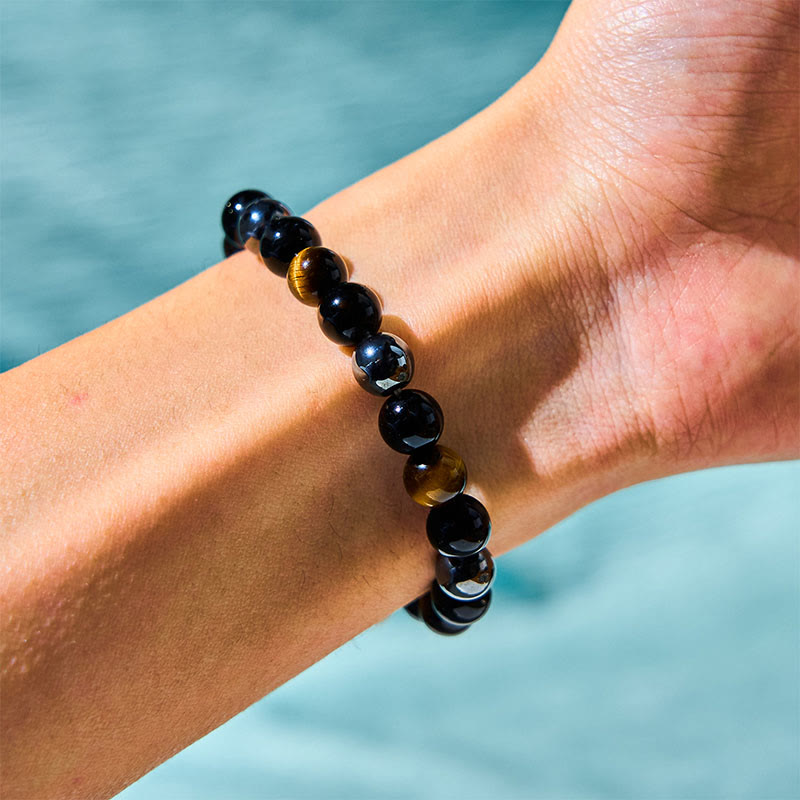 Nimara Ritual Natural Tiger's Eye Obsidian Hematite Positive Powerful Bracelet