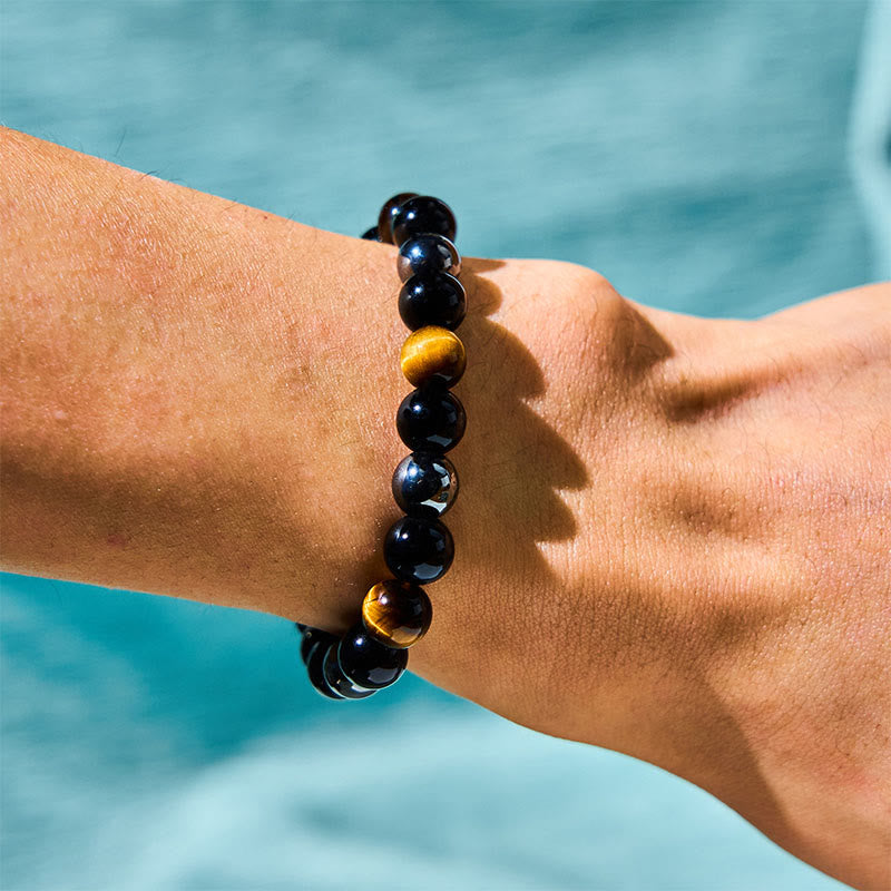 Nimara Ritual Natural Tiger's Eye Obsidian Hematite Positive Powerful Bracelet