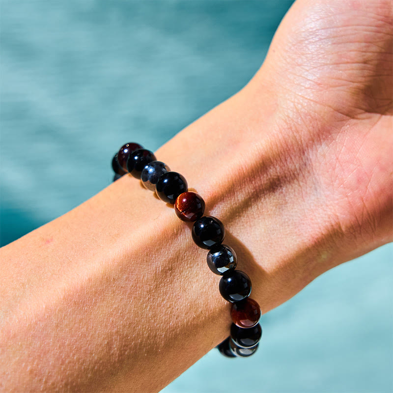 Nimara Ritual Natural Tiger's Eye Obsidian Hematite Positive Powerful Bracelet
