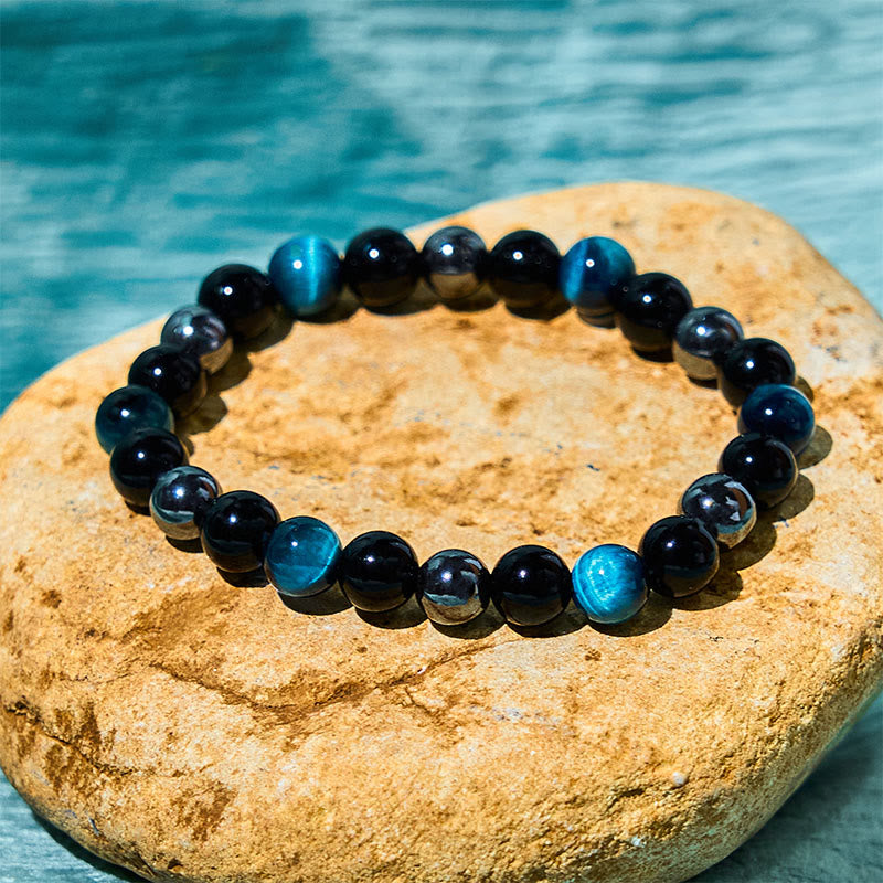 Nimara Ritual Natural Tiger's Eye Obsidian Hematite Positive Powerful Bracelet
