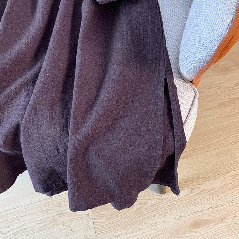 Nimara Ritual Casual Women's Plain Frog-Button Stand Collar Design Long Sleeve Shirt