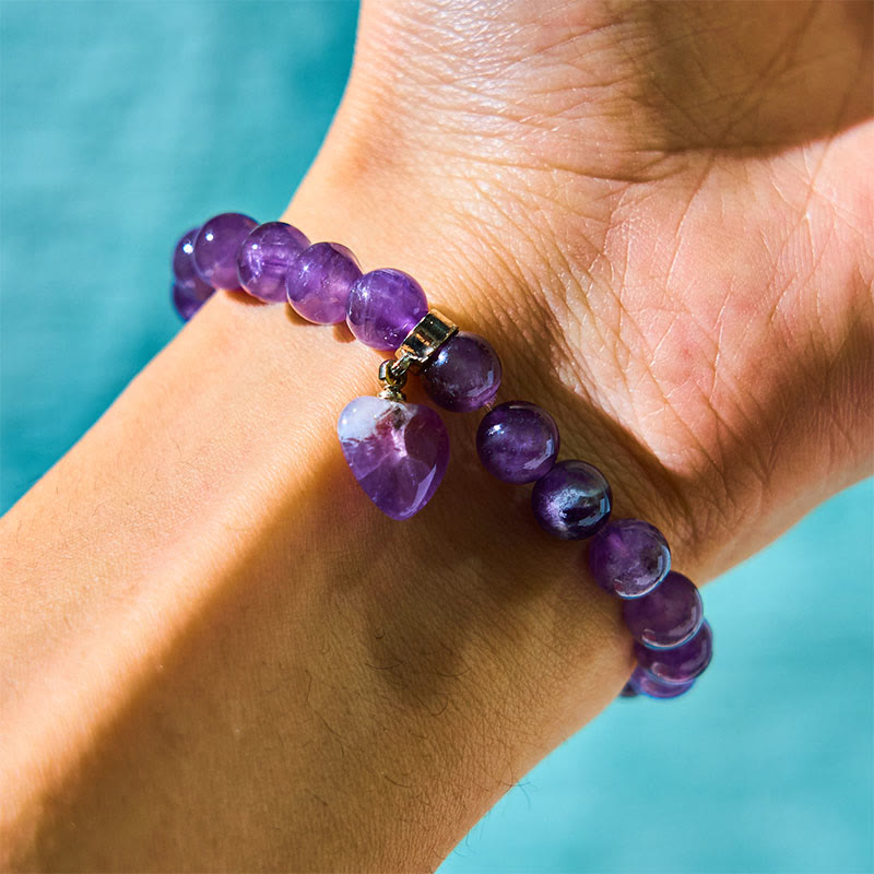 Nimara Ritual Natural Quartz Love Heart Healing Beads Bracelet