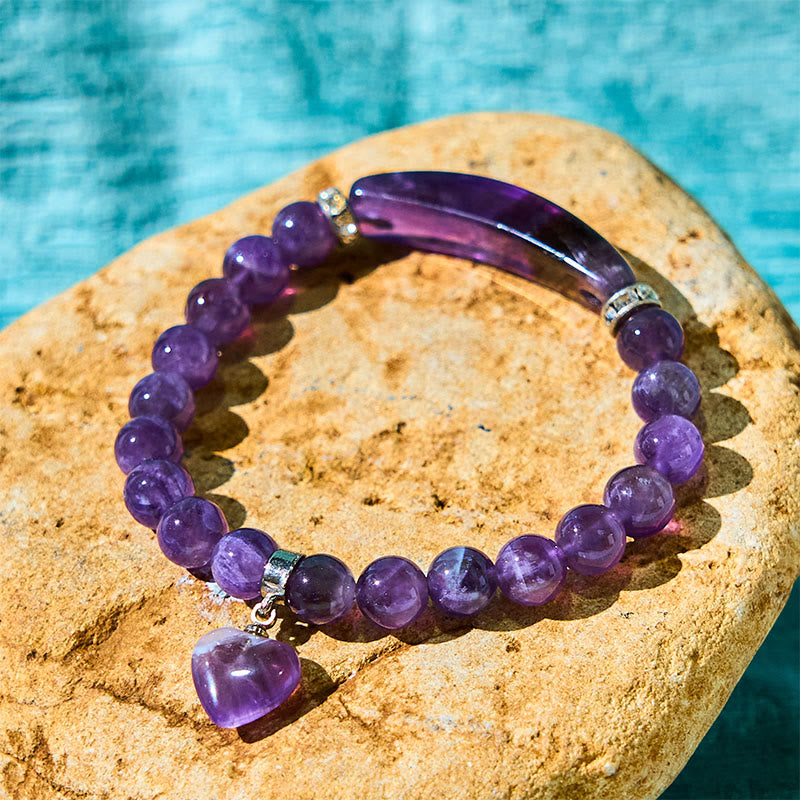 Nimara Ritual Natural Quartz Love Heart Healing Beads Bracelet