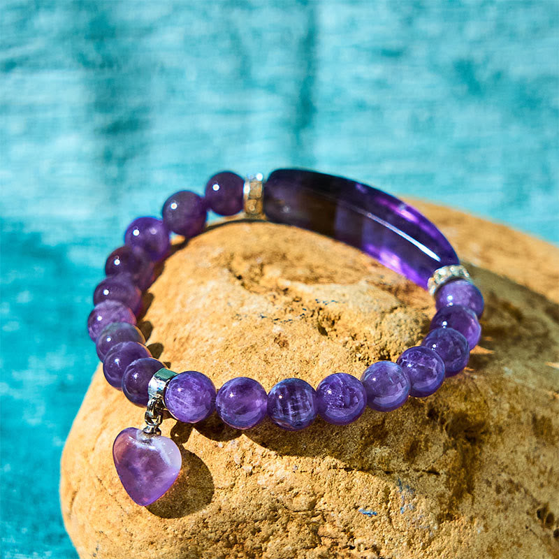 Nimara Ritual Natural Quartz Love Heart Healing Beads Bracelet