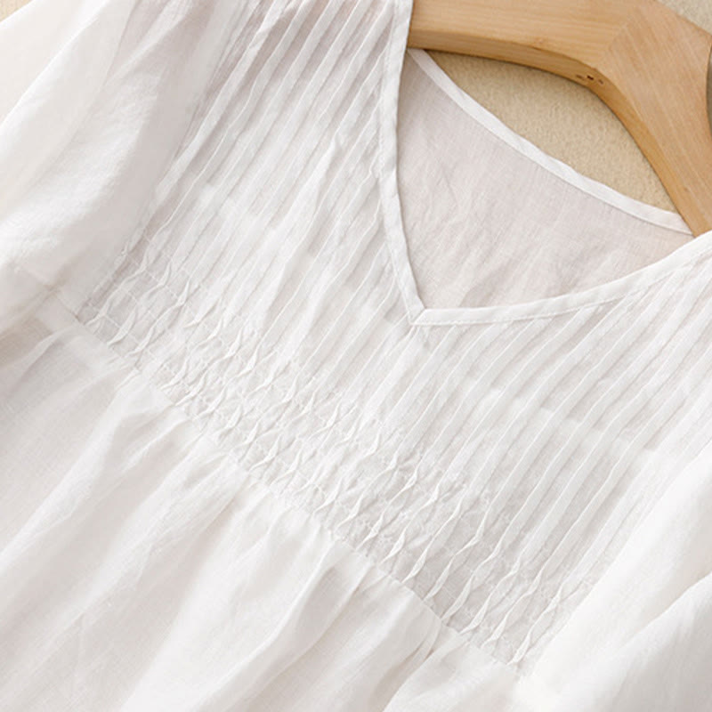 Nimara Ritual Casual Plain Loose Women's V-Neck Design Half Sleeve Shirt