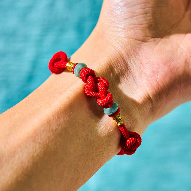 Nimara Ritual Red String Jade Luck Fortune Knot Braided Couple Bracelet