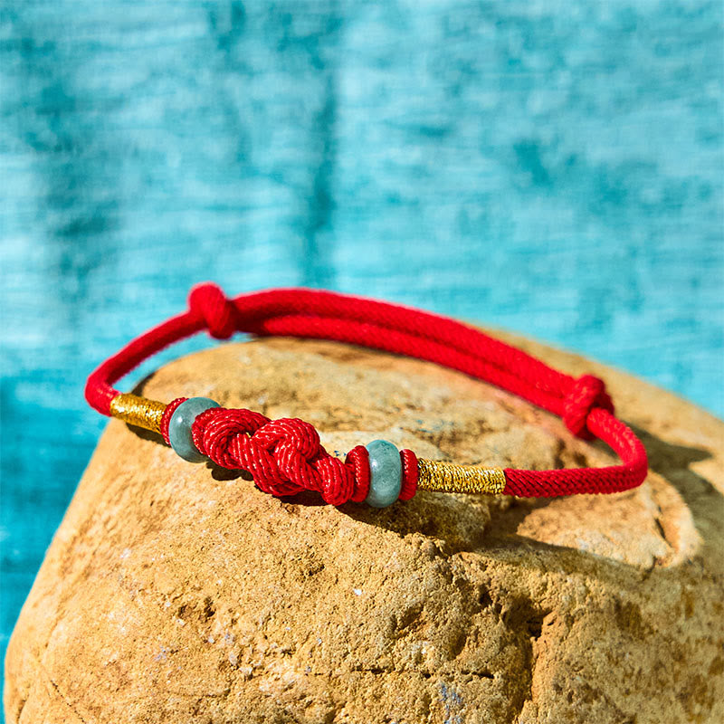 Nimara Ritual Red String Jade Luck Fortune Knot Braided Couple Bracelet