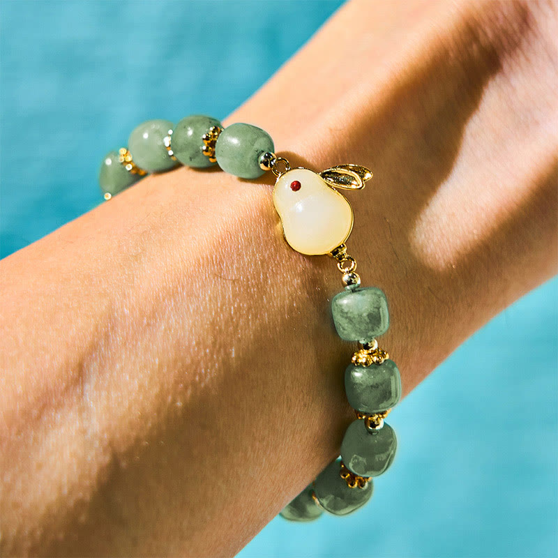 Nimara Ritual Year of the Rabbit Natural Green Aventurine Luck Bead Bracelet