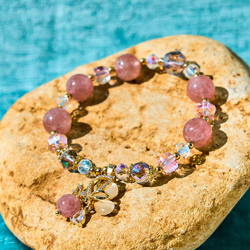 Nimara Ritual Natural Strawberry Quartz Butterfly Healing Bracelet