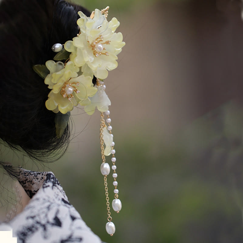 Nimara Ritual Classical Magnolia Tassel Side Hair Clip