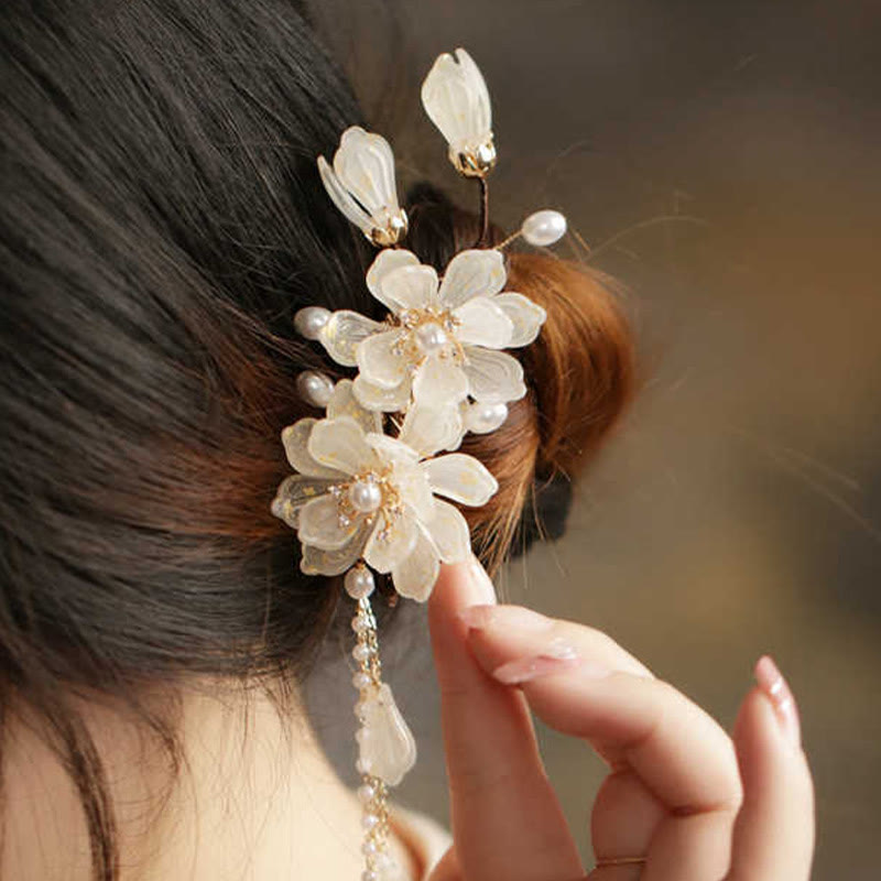 Nimara Ritual Classical Magnolia Tassel Side Hair Clip