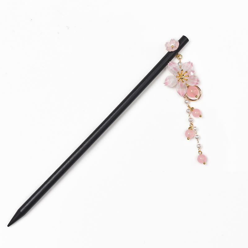 Nimara Ritual Artistic Style Pear Blossom Tassel Wood Hairpin