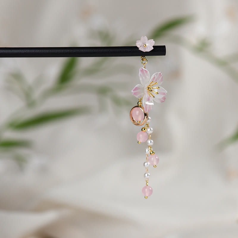 Nimara Ritual Artistic Style Pear Blossom Tassel Wood Hairpin