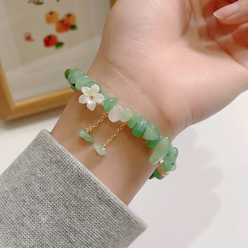 Nimara Ritual Natural Strawberry Quartz Green Strawberry Quartz Super Seven Crystal Flower Healing Bracelet