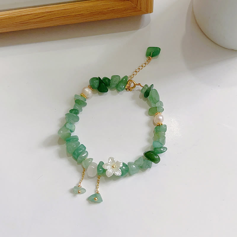 Nimara Ritual Natural Strawberry Quartz Green Strawberry Quartz Super Seven Crystal Flower Healing Bracelet