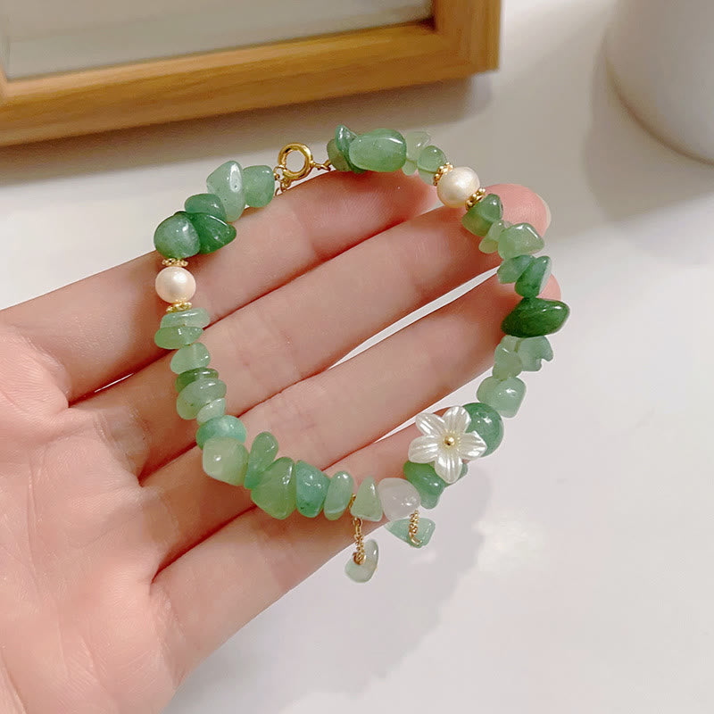 Nimara Ritual Natural Strawberry Quartz Green Strawberry Quartz Super Seven Crystal Flower Healing Bracelet